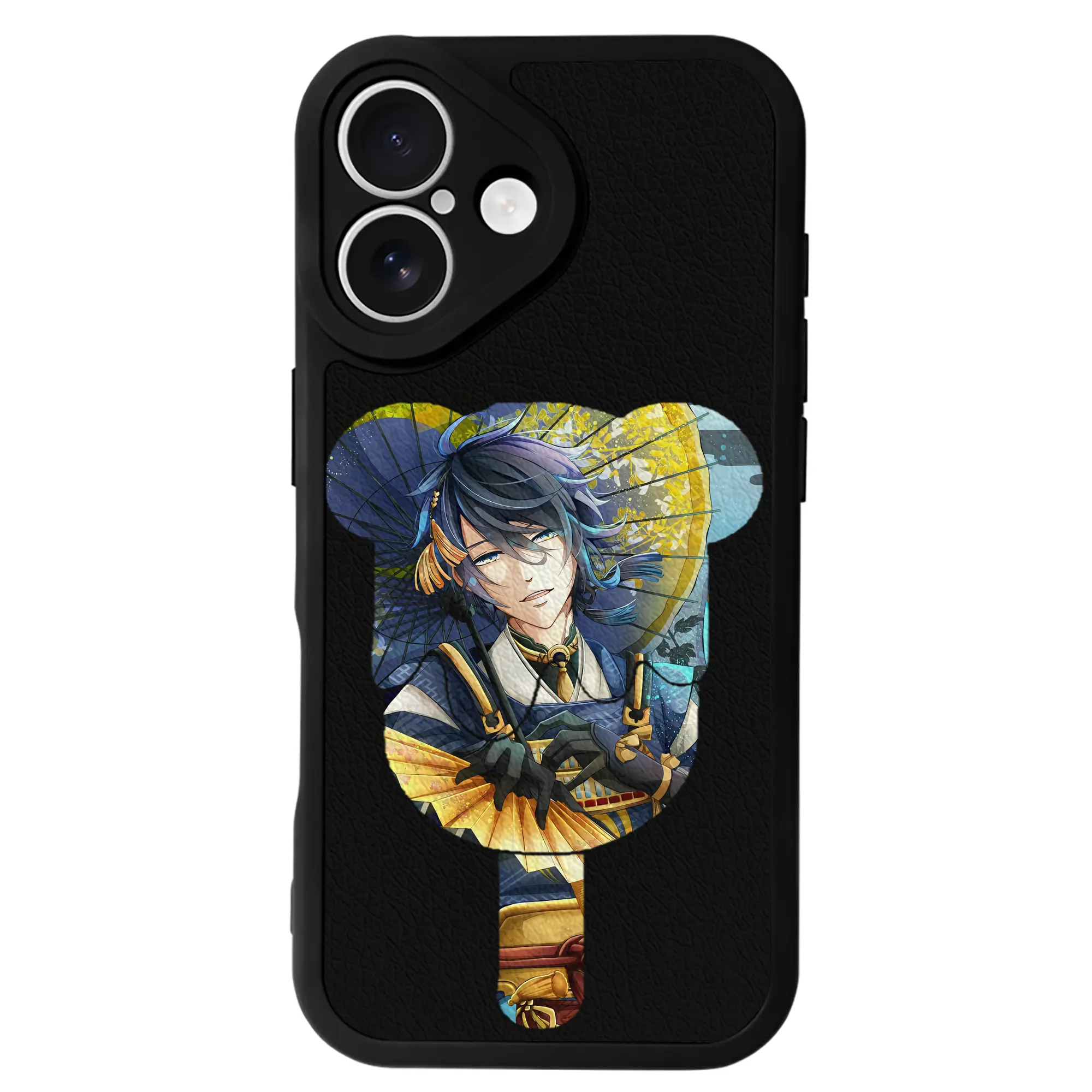 刀剣乱舞 グッズ,三日月宗近 - IPhone 16シリーズ対応 ・ シリコンスマホケース ・ レザー調 ・ 高精度フィット ・ 耐衝撃 ・ ワイヤレス充電対応 ・ 精密カット